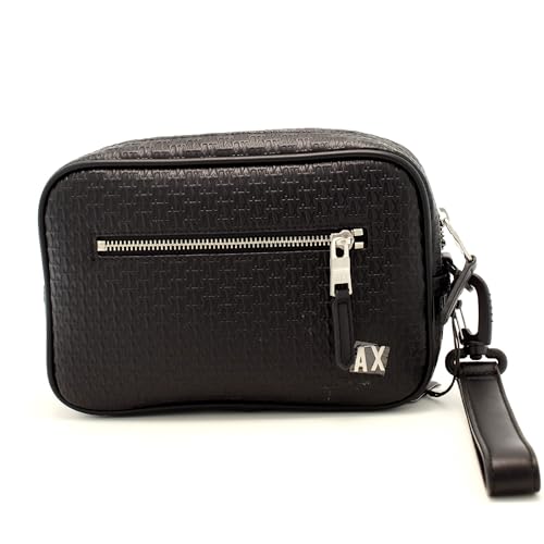 Armani Exchange Pochette Nera Da Uomo Con Logo Monogram Impresso Uni