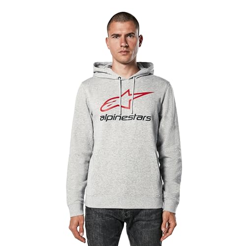 Alpinestars Original Logo Felpa Con Cappuccio, Grigio/Rosso/Nero, L Uomo