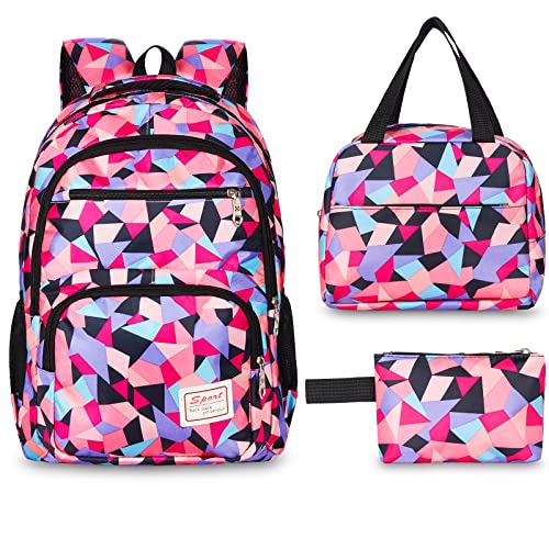 Sarsumir Zaino Scuola Zainetto Bambina Ragazzo Per Superiore Media Università, 3 Pezzi School Bag Set Backpack Impermeabile, Grande Capacità Zainetto