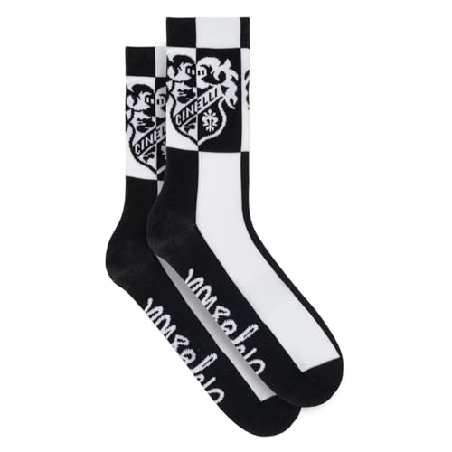 Cinelli Stemma N Calze Ciclismo, Nero/Bianco, Xxl Unisex-Adulto