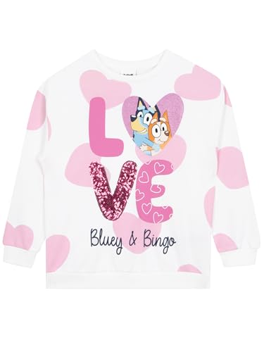 Bluey Felpa Bingo Abbigliamento Bambina | Cotone Felpa Da Ragazza | Bianco 6-7 Anni