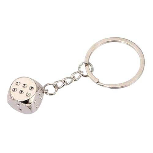 Portachiavi Dado Set Da Tavolo - Portachiavi A Forma Di Dado In Colore Argento - Portachiavi Dato 6 Lati In Zinco - Portachiavi Icona Data Per Gli Ama