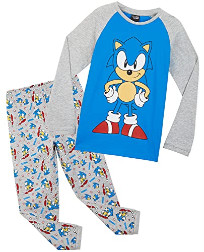 Sonic The Hedgehog Shadow Lungo Pigiama Ragazzo, Morbida Accogliente Abbigliamento Da Casa Set, Giocatore Regalo Bambino (Grio/Blu Sonic, 4-5 Anni)