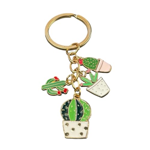 Portachiavi Cactus Metal - Portachiavi Con Piante Di Cactus Con Fiori - Accessorio Kawaii Di Piante Cactus In Vaso Per Gli Amanti Delle Piante - Porta