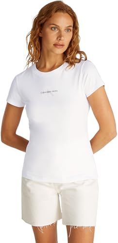 Calvin Klein Donna T-Shirt Maniche Corte Gradient Monologo Tee Slim Fit, Bianco (Brilliant White), M