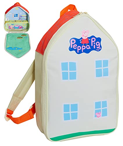 Peppa Pig Playhouse Zaino Con Interno Completo E Ripiano Pieghevole Per Bambini, Zaino Da Viaggio Per Giocattoli, Multicolore, Taglia Unica