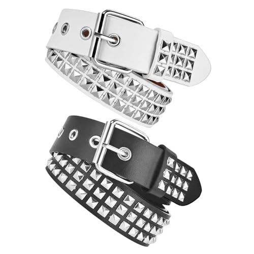 Narosebe 2 Pcs Cintura Punk Cintura Con Borchie Punk Cintura Nera Con Borchie Cintura Con Fibbia Metallica Cintura Donna Borchie Nera Cintura Rock Cin