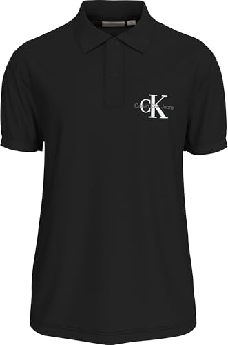 Calvin Klein Uomo Maglietta Polo Maniche Corte Monologo Regular Fit, Nero (Ck Black), L
