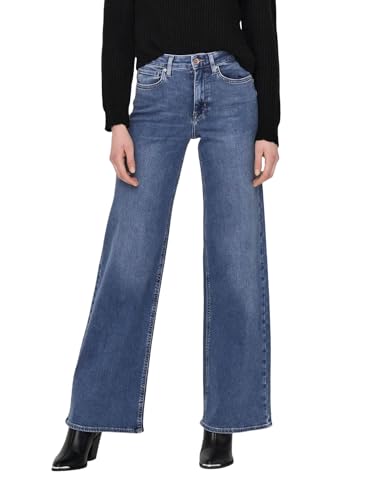 Only Onlmadison Blush Hw Wide Dnm Cro372 Noos, Medium Blue Denim, L / 32L Donna