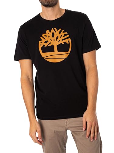 Timberland Tree Logo Short Sleeve Tee Canottiera, Blck/Wheat Boot, L Uomo