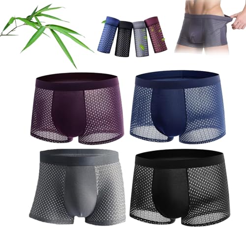 Newdvmmss Boxer Boxer In Fibra Di Bambù, Boxer In Fibra Di Bambù, Intimo Da Uomo Traspirante In Nylon (It, Testo, 3Xl, Regular, Regular, 4 Pcs - A)