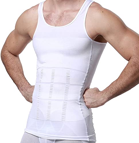 Phcomrich Canotta Snellente Da Uomo A Compressione, Canottiera Snellente Per Addominali, Canotta Per Allenamento Addome, Colore Bianco, Bianco, Xl