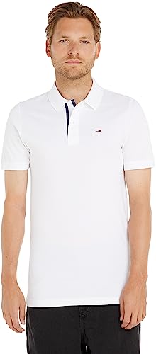 Tommy Jeans Tjm Slim Placket Polo Dm0Dm15370, Polo A Maniche Corte Uomo, Bianco (White), M