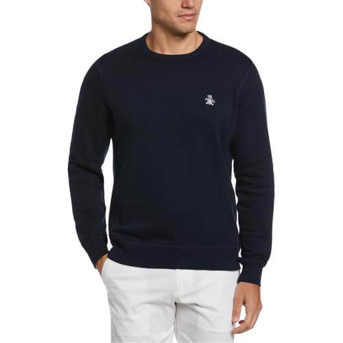 Original Penguin L/S Sticker Pete Fleece Crew Maglia Di Tuta, Zaffiro Scuro, L Uomo
