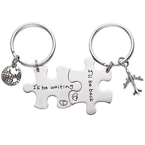 Lparkin Portachiavi Con Scritta In Inglese "I 'Ll Be Back I 'Ll Be Waiting", Set Di Coppie Di Relazioni A Lunga Distanza, Regalo Per Coppie, Amore, Am