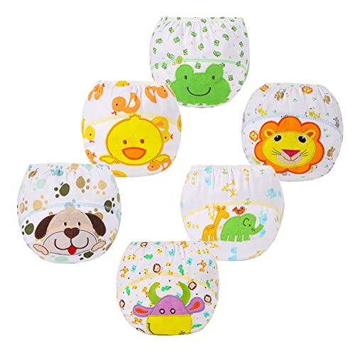 Fedmois Confezione Da 6 Mutandine Di Apprendimento Bimbi Bambini Cotone Assorbente Impermeabile, Animali, 3-4 Anni