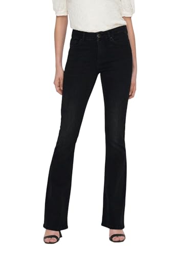 Only Onlblush Mid Flared Dnm Tai1099 Noos, Jeans Donna, Washed Black, L / 30L