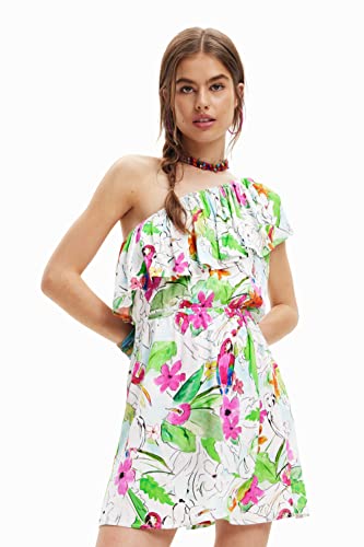 Desigual Vest_Monaco 1000 Vestito, Bianco, L Donna