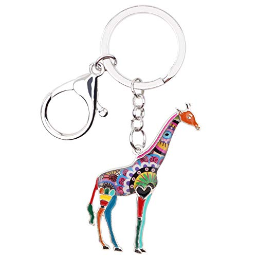 Newei Giraffa Portachiavi Porta Chiavi Chiave Per Donna Bambina Giraffa Amanti Regali Borsa Portafoglio Auto Charms (Multicolore)