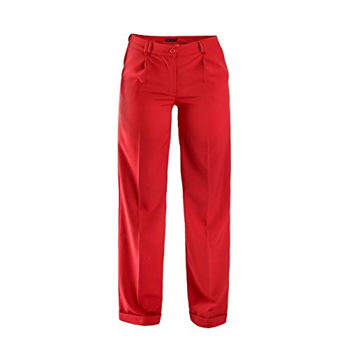 Pantalone Donna Ragazza Panta Palazzo Tasca America Con Pence Made In Italy 0967 Rosso 40