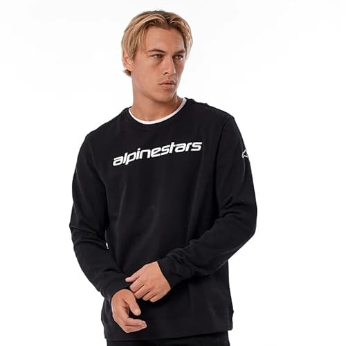 Alpinestars Linear Crew Fleece V3 Pullover, Nero/Bianco, L Uomo