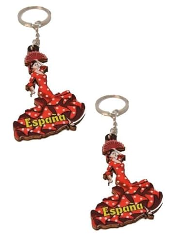Aries Boutique Doppia Bailarina Flamenca - Portachiavi Ballerino Fenicottero, Portachiavi In Legno Spagna, Portachiavi Souvenir,, Rosso, S