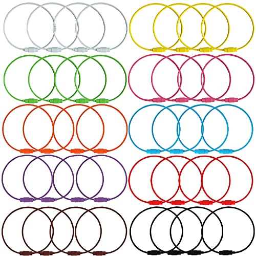 Doulein Portachiavi In Filo Di Acciaio Inossidabile,40 Pezzi Portachiavi Filo Acciaio Colorato Portachiavi Filo Chiave Anello Loops Per Cartellino Ide