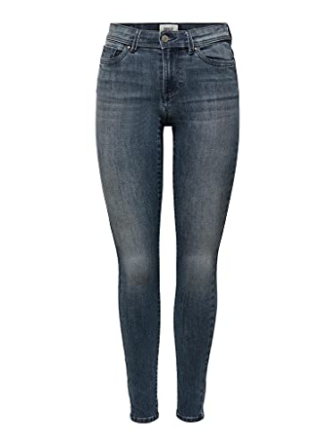 Only Onlwauw Life Mid Sk Dnm Bj777 Noos, Jeans Donna, Blue Black Denim/Detail:Bj777, M / 30L