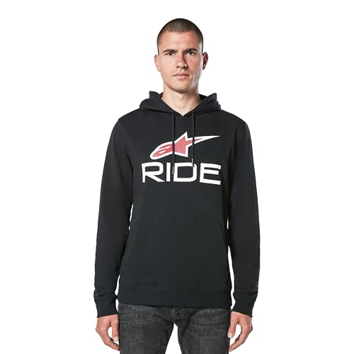 Alpinestars Ride Hoodie V3 Felpa Con Cappuccio, Nero/Bianco/Rosso, M Uomo