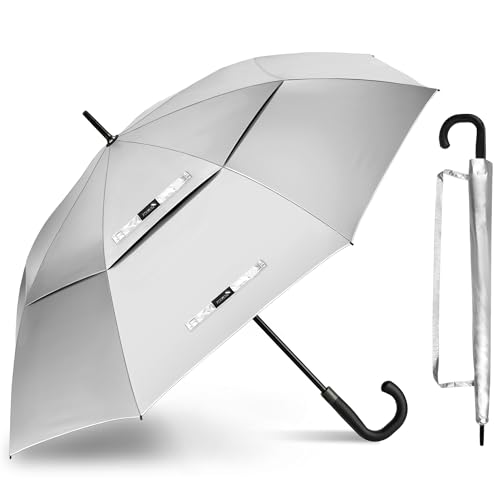 Zomake Ombrello Golf Grande 54 Inch- Ombrello Parasole Anti Uv Con Impugnatura A J,Ombrello Golf Grande Antivento Apertura Automatica,Ombrello Robusto