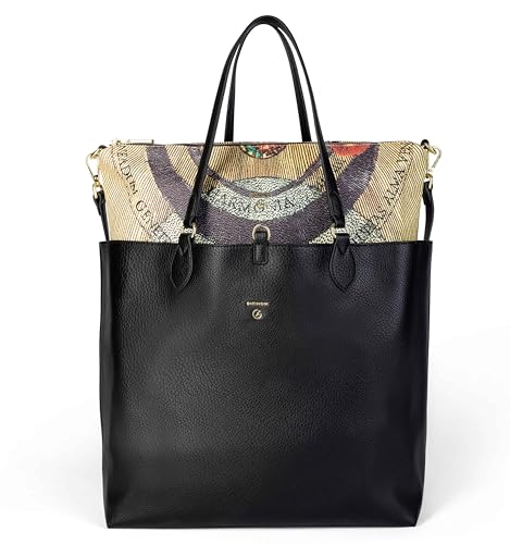 Gattinoni Borsa Donna A Spalla Planetarium Reversibile Classico Nero Nera Borsa A Tracolla Shopping Bag