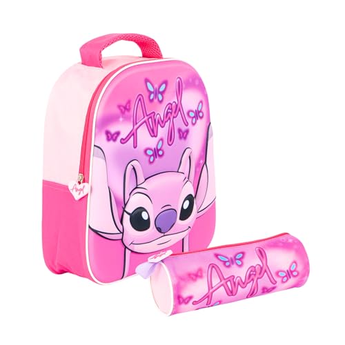 Disney Stitch E Angel Zaino E Astuccio Per Ragazze, Borsa Per Bagagli, Zaino Da Viaggio, Set Scolastico Per Bambina, Set Regalo Scolastico Per Ragazze