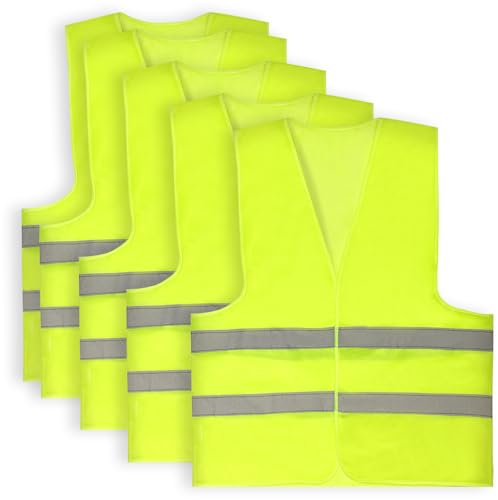 5 Pezzi Gilet Alta Visibilità,Giubbotti Di Sicurezza Per Auto,Giubbotti Riflettenti Per Auto, Gilet Di Sicurezza Lavabile, Per Automobilisti, Conducen