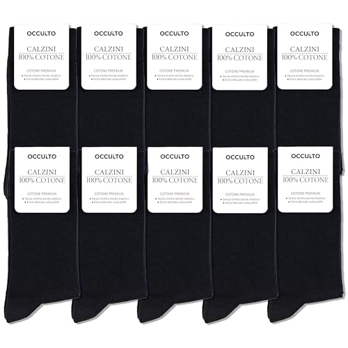 Occulto Calze Uomo 100% Cotone Pacco Da 10-20 (Modello: Ingo) 43-46 10 Paia | Nero