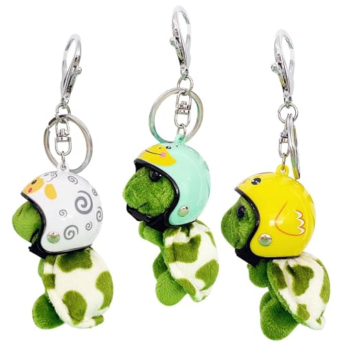 Senyanoe 3 Portachiavi In Peluche A Forma Di Tartaruga, Simpatico Ciondolo A Forma Di Tartaruga, Con Cappello Per La Casa, Verde, Taglia Unica