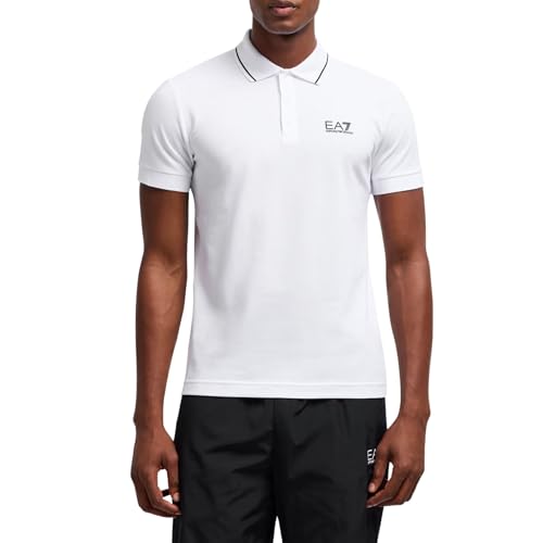 Ea7 Emporio Armani Polo Da Uomo Core Identity In Piquet Stretch, 8Npf16 (It, Testo, M, Regular, Regular, Bianco)