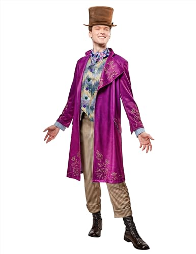 Rubies Costume Willy Wonka Deluxe Per Adulti, Uomo E Donna, Abito E Cappello, Licenza Ufficiale Per Carnevale, Cosplay, Feste E Halloween, Taglia L