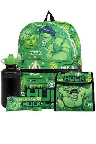 Marvel Supereroi Personaggi | Zaino Hulk | Zainetto Hulk | Borsa Bambino | Zaino Con Astuccio | Set Asilo | One Size Verde