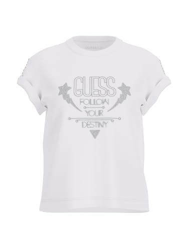 T-Shirt Donna Guess Logo Pizzo Bianco Es25Gu63 W5Ri08K9Rm1 S