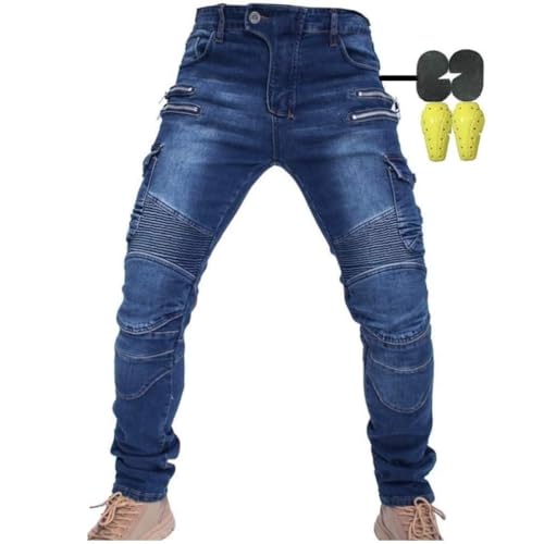 Cbbi-Wcci Uomo Pantaloni Da Moto Biker Jeans Protezione Motorcycle Pantaloni Rinforzato Slim Fit Armature Pants, 4 X Pad Di Protezione (Xl=34W / 32L,
