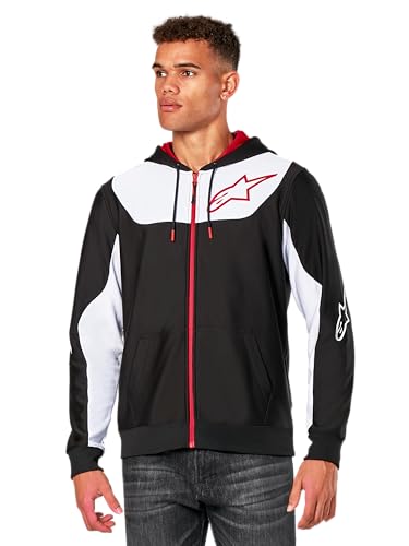 Alpinestars Sessions V3 Hoodie Felpa Con Cappuccio, Nero/Bianco/Rosso, S Uomo