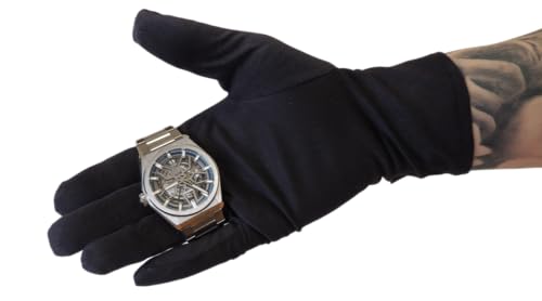 Kd89 Heli - Guanti In Microfibra Nera Per Orologeria, Gioielli, Manipolazione Di Gioielli E Orologi, Per Collezionisti, Professionisti O Dilettanti, N