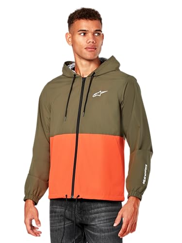 Alpinestars Speeder Windbreaker Jacket Giacca Sportiva, Verde Militare/Arancione, L Uomo