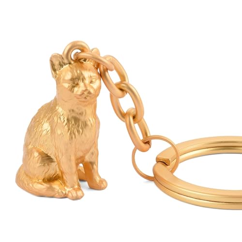 Troika Portachiavi Gatto Cleopatra – Portachiavi – Metallo Pressofuso – Cromato – Oro Originale, Oro, 9,6 X 3,5 X 1,6 Cm
