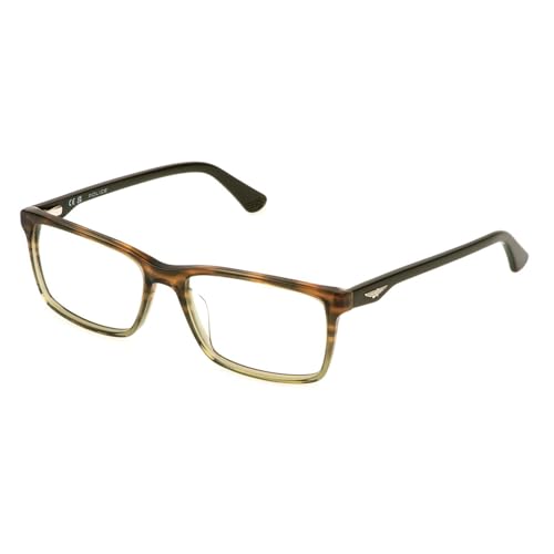 Police Vpln82 Occhiali, Striped Brown+Verde, 54 Uomo