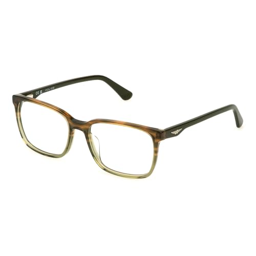 Police Vpln81 Occhiali, Striped Brown+Verde, 55 Uomo