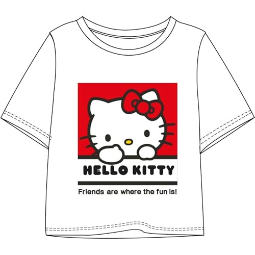 Cerdá Life'S Little Moments Camiseta Corta Niños Y Niñas Diseño Moderno Y Cómodo Looks Casuales Y Deportivos De Hello Kitty Canottiera, Bianco, 8 Anni
