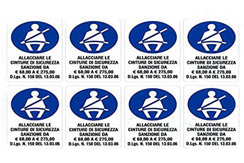 4R Quattroerre.It - 8092 - Contrassegno Allacciare Le Cinture, 8 Pezzi, 60 X 35 Mm