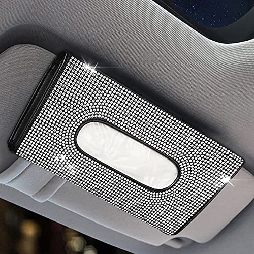 Bling Bling Car Sun Visor Tissue Box, Pu Leather Tissue Case Holder Porta Fazzoletti Per Visiera, Hand Made Sparkling Crystal, Per Auto Appeso Sedile