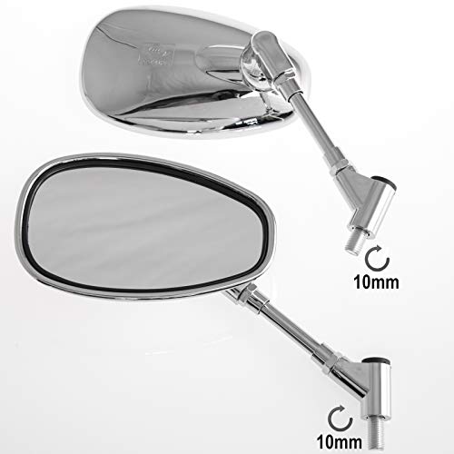 Specchietti Retrovisori Coppia Specchi Moto Scooter Cutom Cafè Race Cromati M10